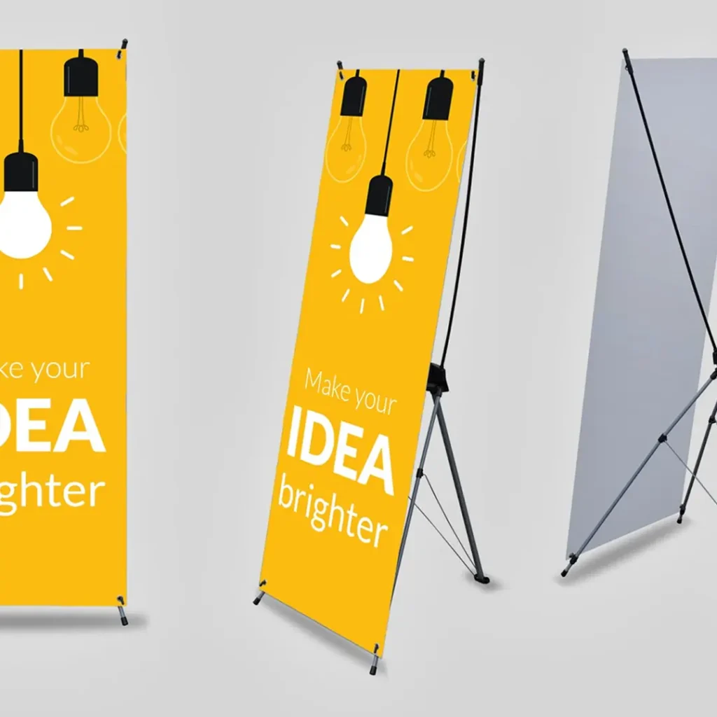 Portable advertising with light-weight x-style collapsible banner stands